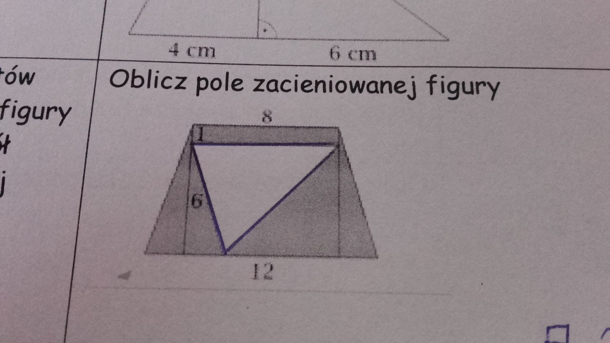 oblicz poe zacieniowanej figury. ( proszę o szczegółowe obliczenia i Oblicz Pole Zacieniowanej Figury Matematyka Z Plusem