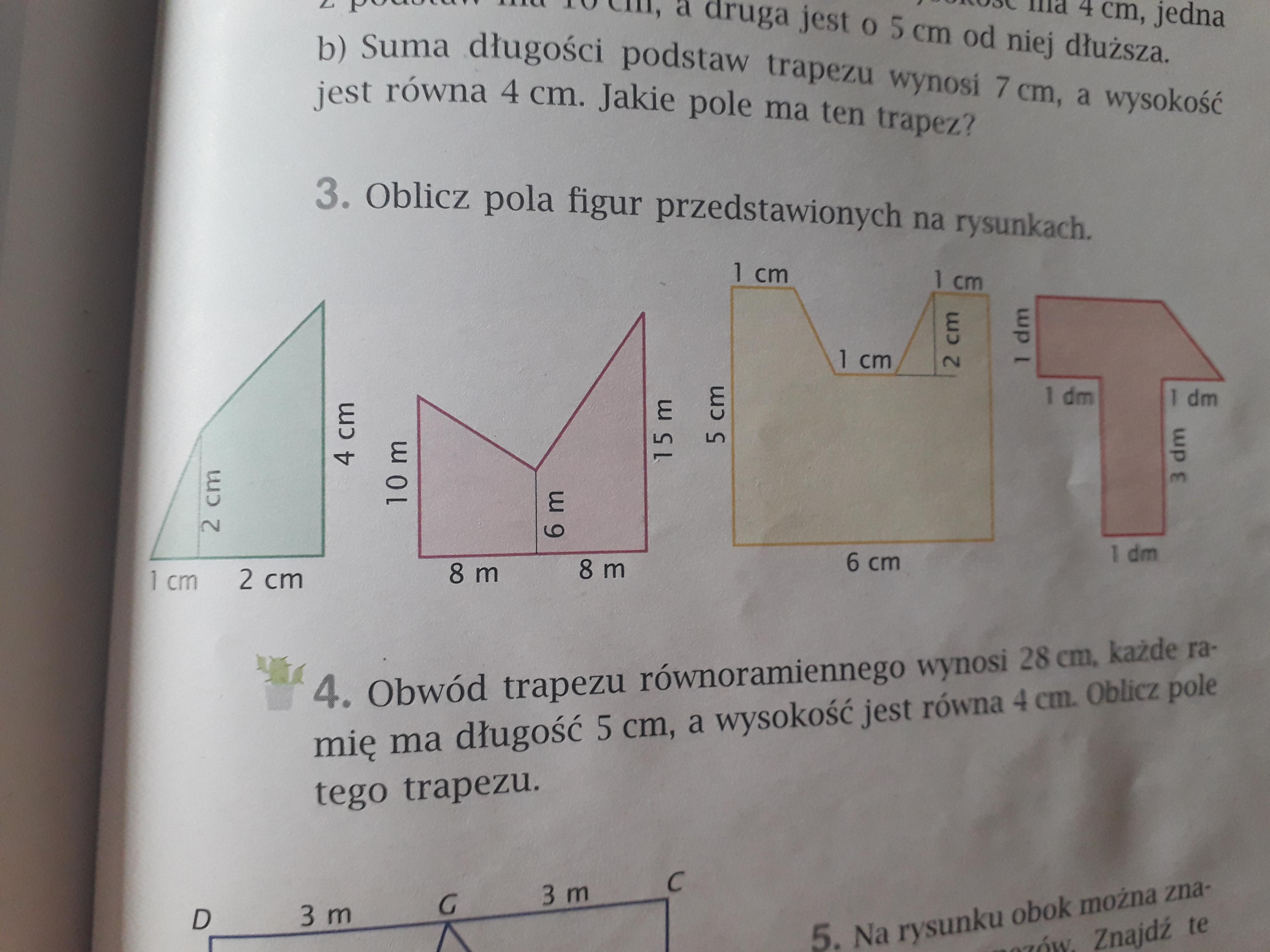 Oblicz Pola Figur Przedstawionych Na Rysunkach Powtórka Z Plusem
