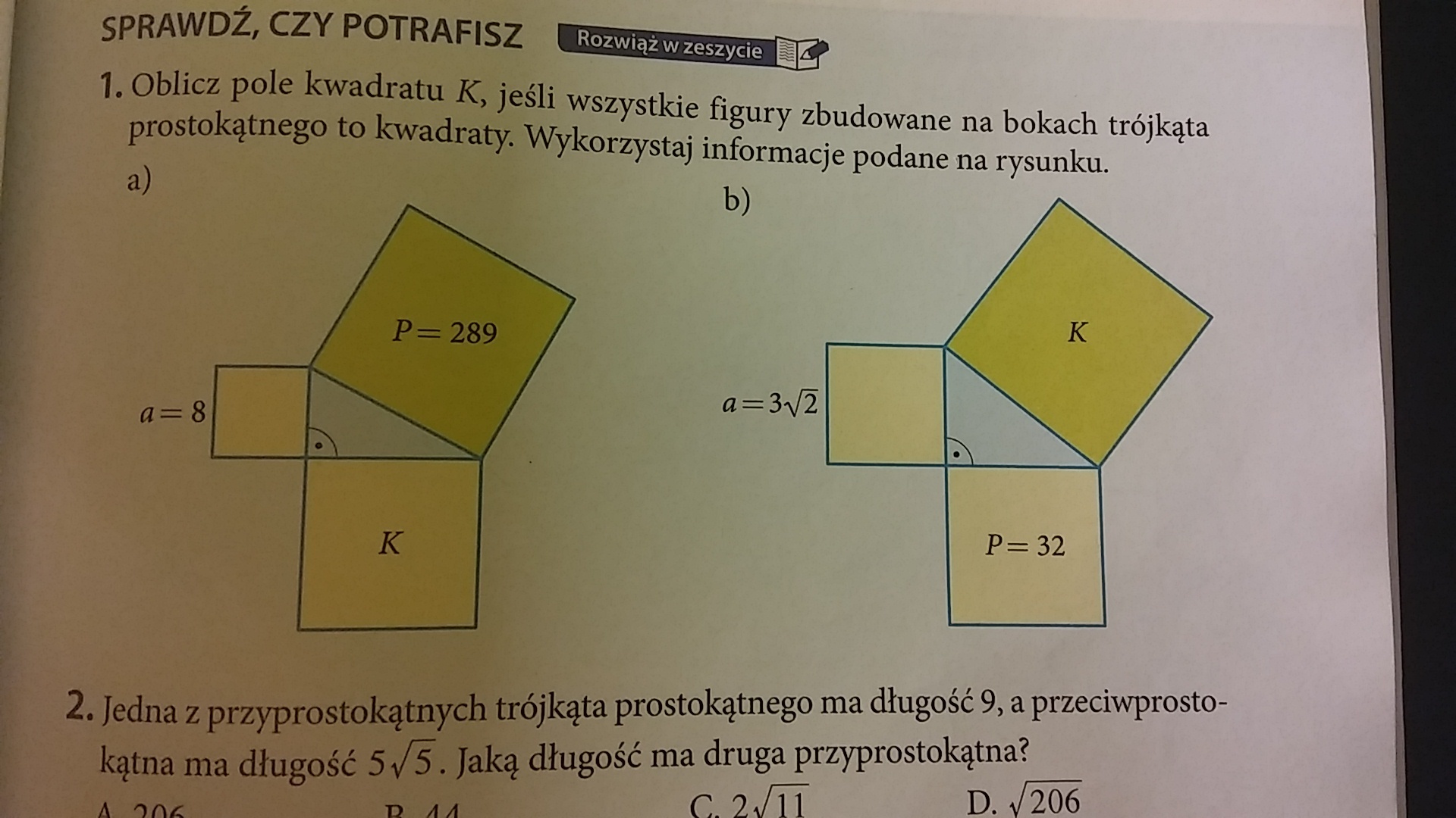Oblicz Pole Kwadratu K Jesli Wszystkie Figury Zbudowane Na Bokach