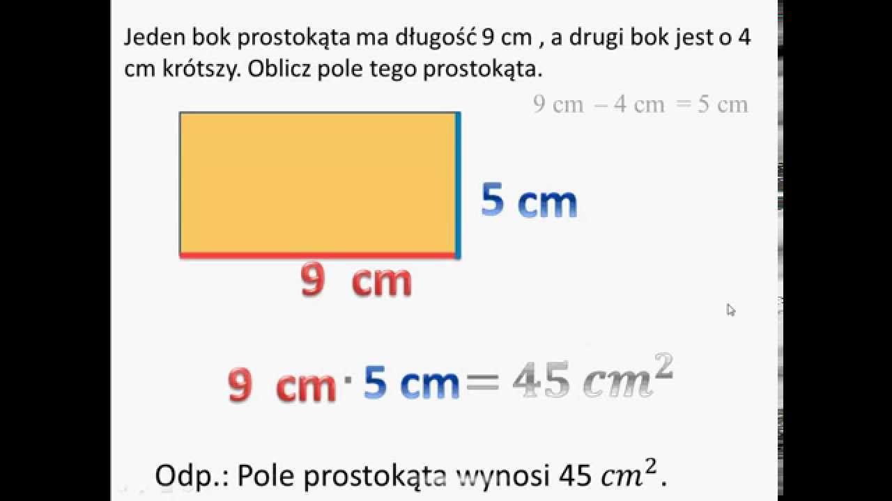 Oblicz pole prostokąta. - YouTube Oblicz Pole Prostokata O Wymiarach