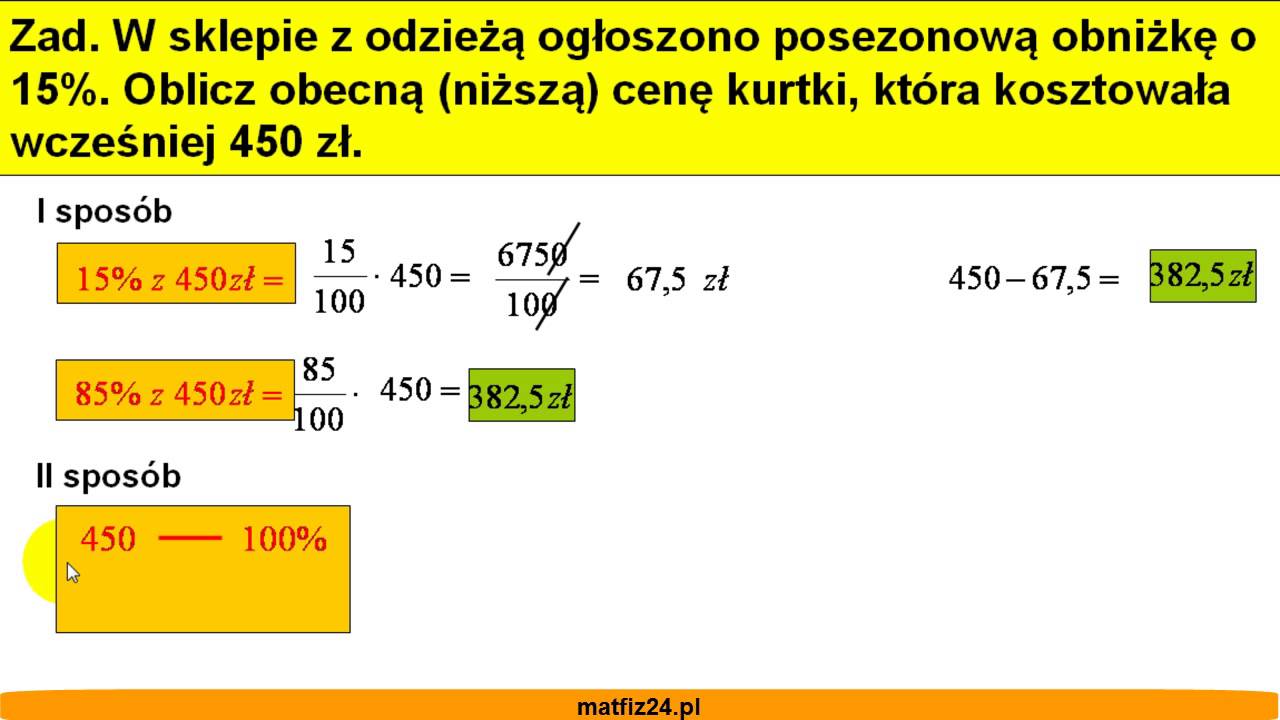 Oblicz procent z danej liczby - Matfiz24.pl - YouTube Oblicz W Pamięci 1 2 Liczby 18