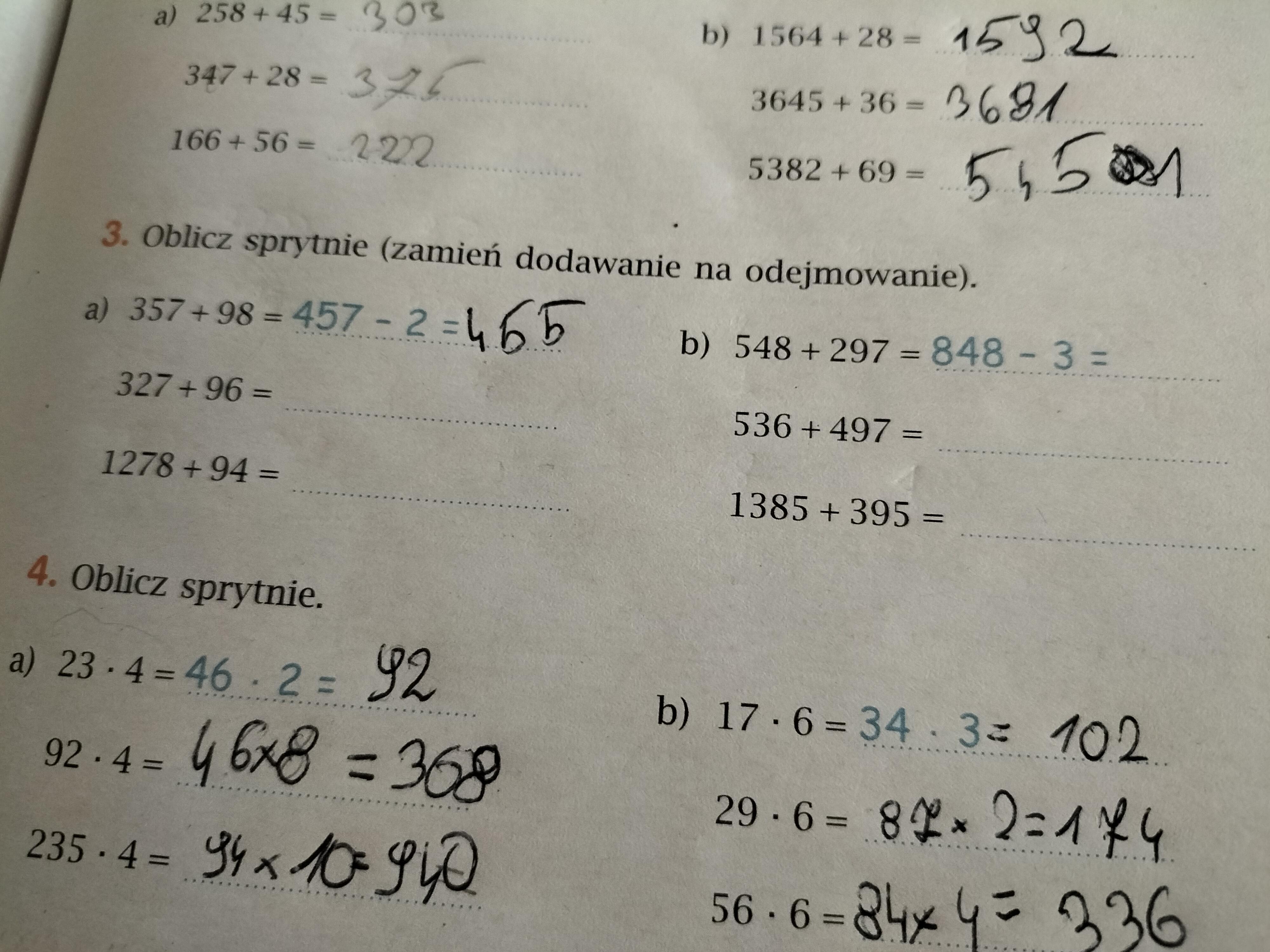 Oblicz sprytnie (zamień dodawanie na odejmowanie) - Brainly.pl Dodawanie I Odejmowanie Klasa 4