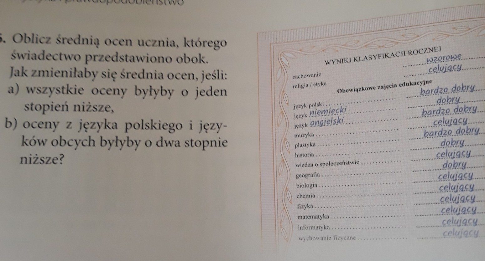 Oblicz średnią ocen ucznia którego świadectwo przedstawiono obok. Jak Oblicz Srednia Ocen Ucznia Ktorego Swiadectwo Przedstawiono Obok