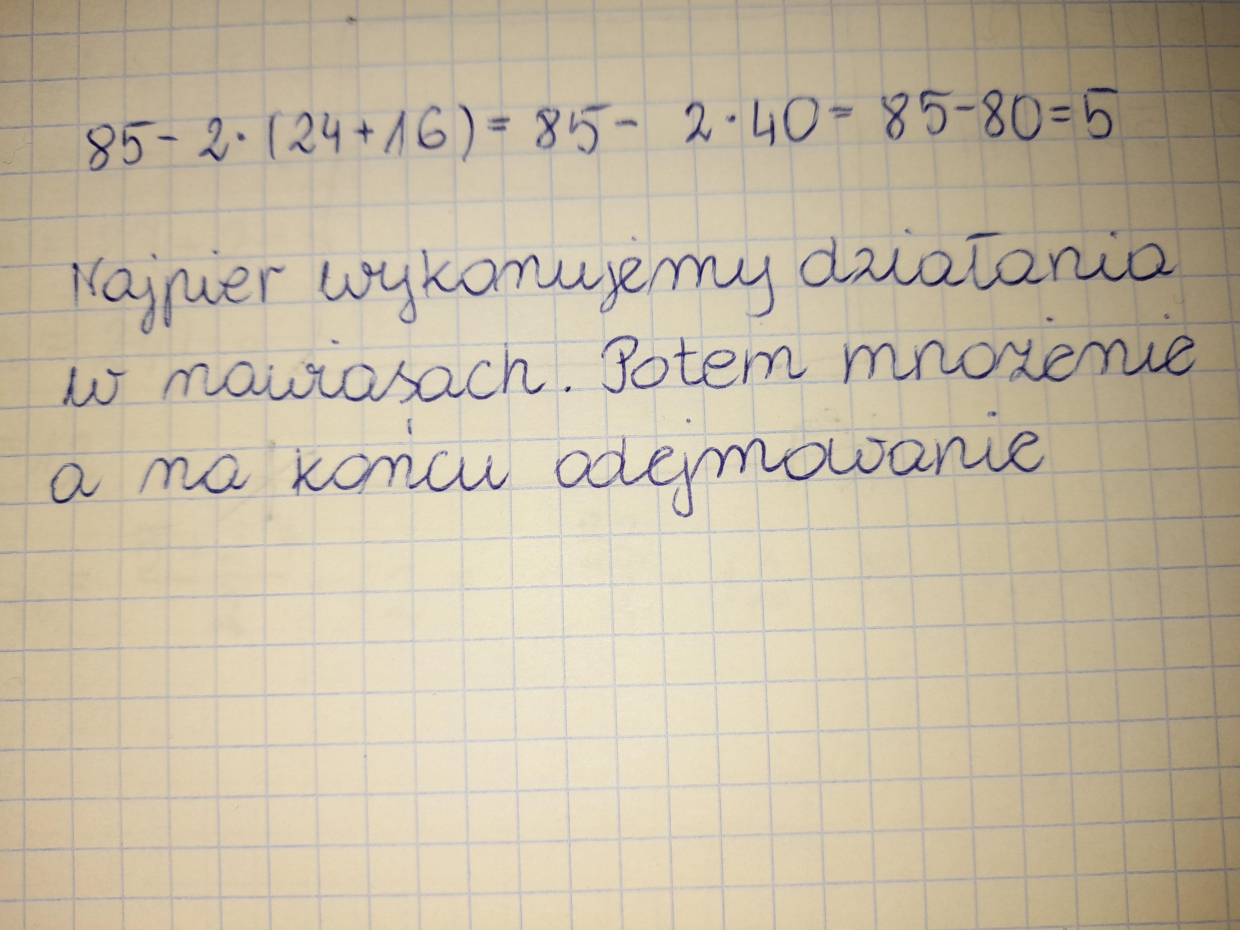 Oblicz wartość wyrażenia /x oznacza ,,razy''/: 85 - 2 x (24 + 16 Równania Z Jedną Niewiadomą Przykłady Gimnazjum