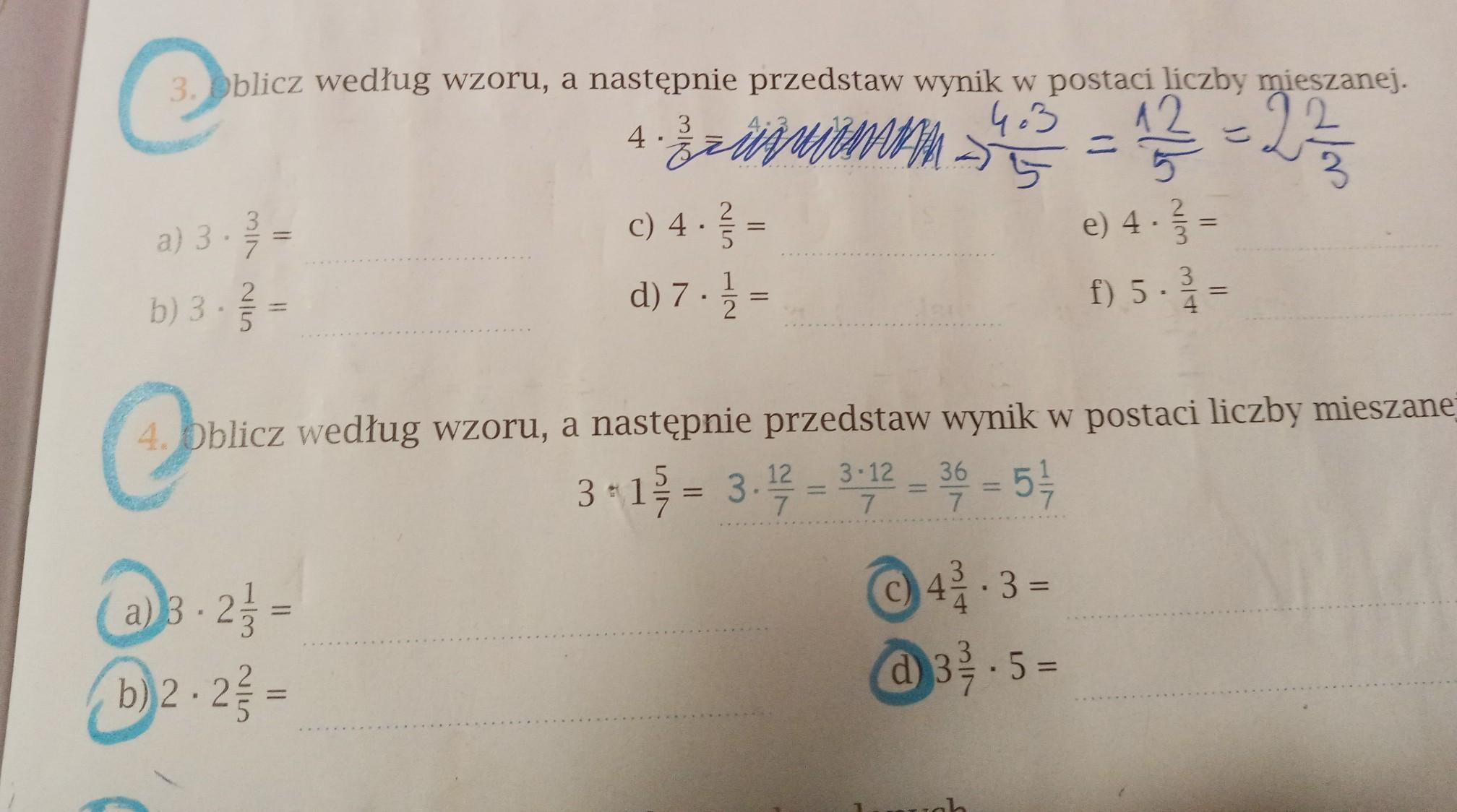 oblicz według wzoru a następnie przedstaw je w postaci liczby Oblicz Wynik Przedstaw W Postaci Liczby Mieszanej