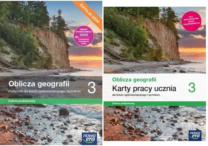OBLICZA GEOGRAFII 3 LO PODRĘCZNIK + KARTY PRACY PODSTAWOWY NOWA ERA Przemysl Sprawdzian Oblicza Geografii 3