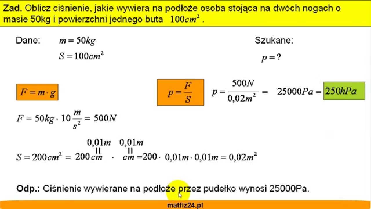 Obliczanie ciśnienia - Zadanie - Matfiz24.pl - YouTube Jak Obliczyć M3 Drzewa Stojącego