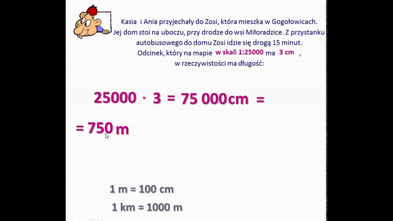 Obliczanie rzeczywistej długości - skala - YouTube Rysowanie Figur W Skali Klasa 4