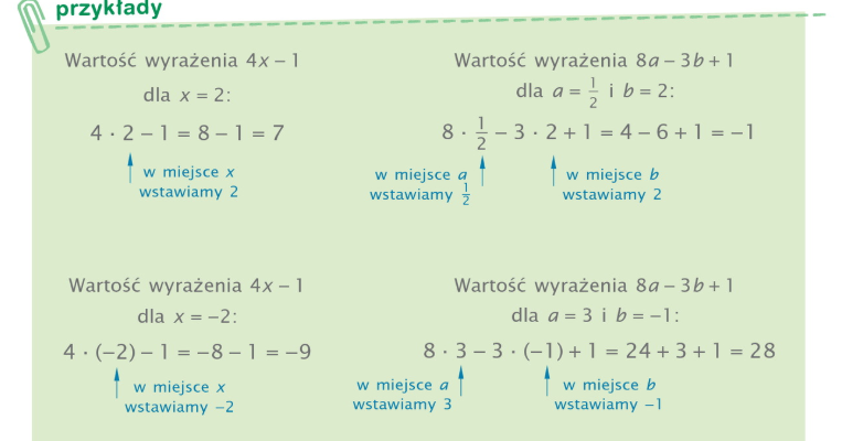 Obliczanie Wartości Wyrażeń Algebraicznych Klasa 6 Karta Pracy