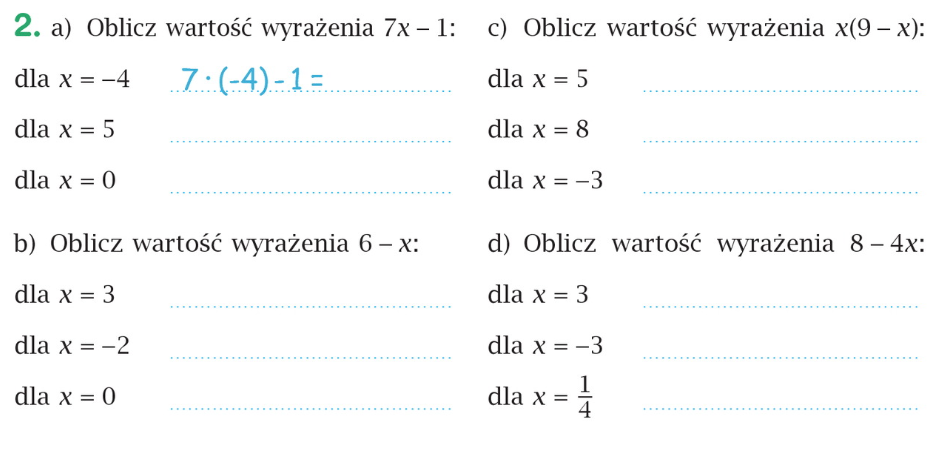 Obliczanie wartości wyrażeń algebraicznych - klasa 6 (08.05.2020) Obliczanie Wartości Wyrażeń Algebraicznych Klasa 6 Karta Pracy