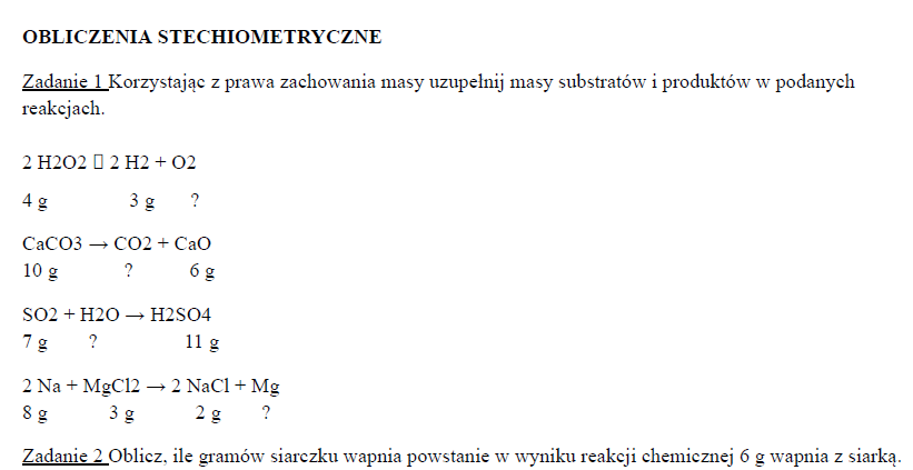 Obliczenia Stechiometryczne Krok Po Kroku