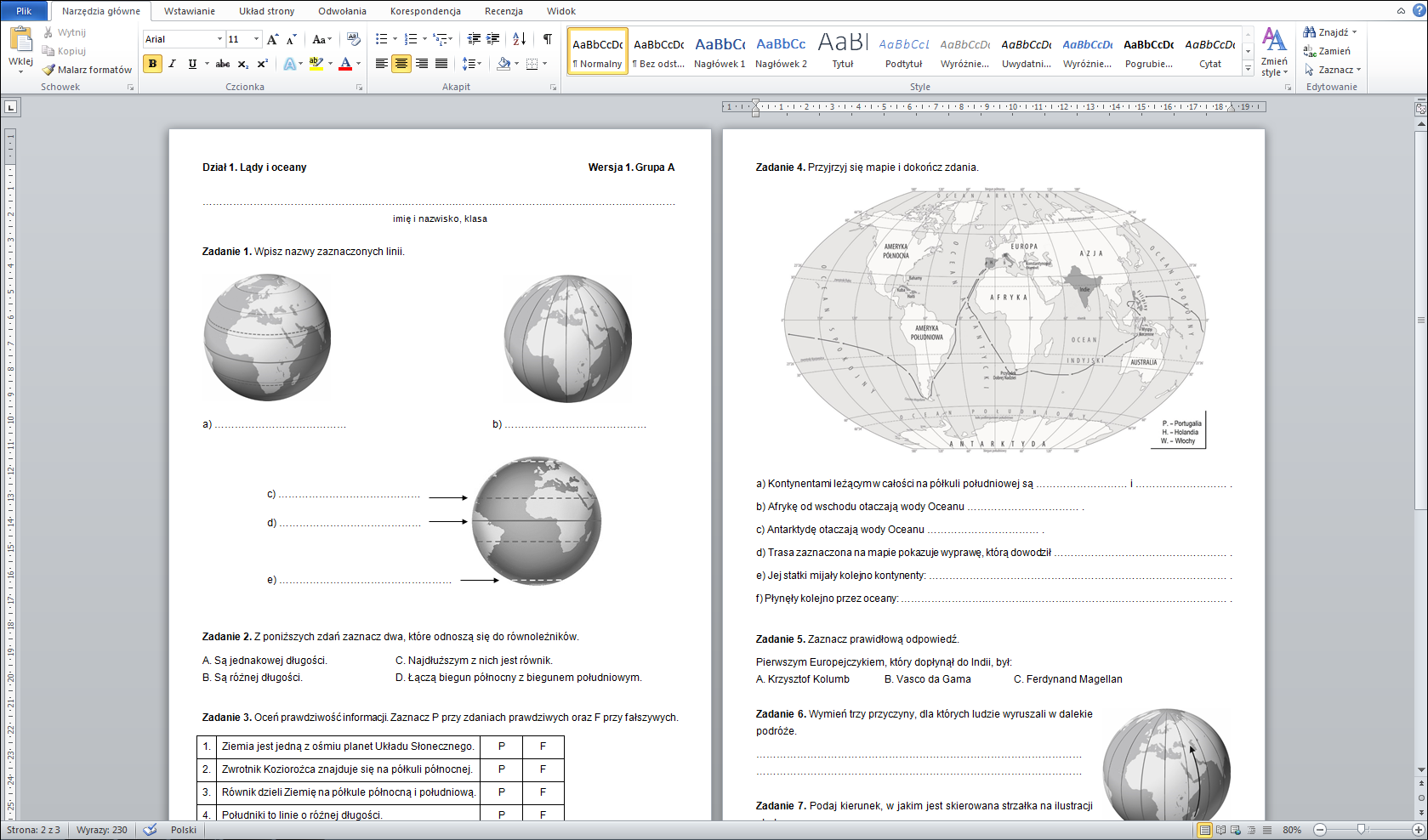 Geografia Klasa 5 Testy