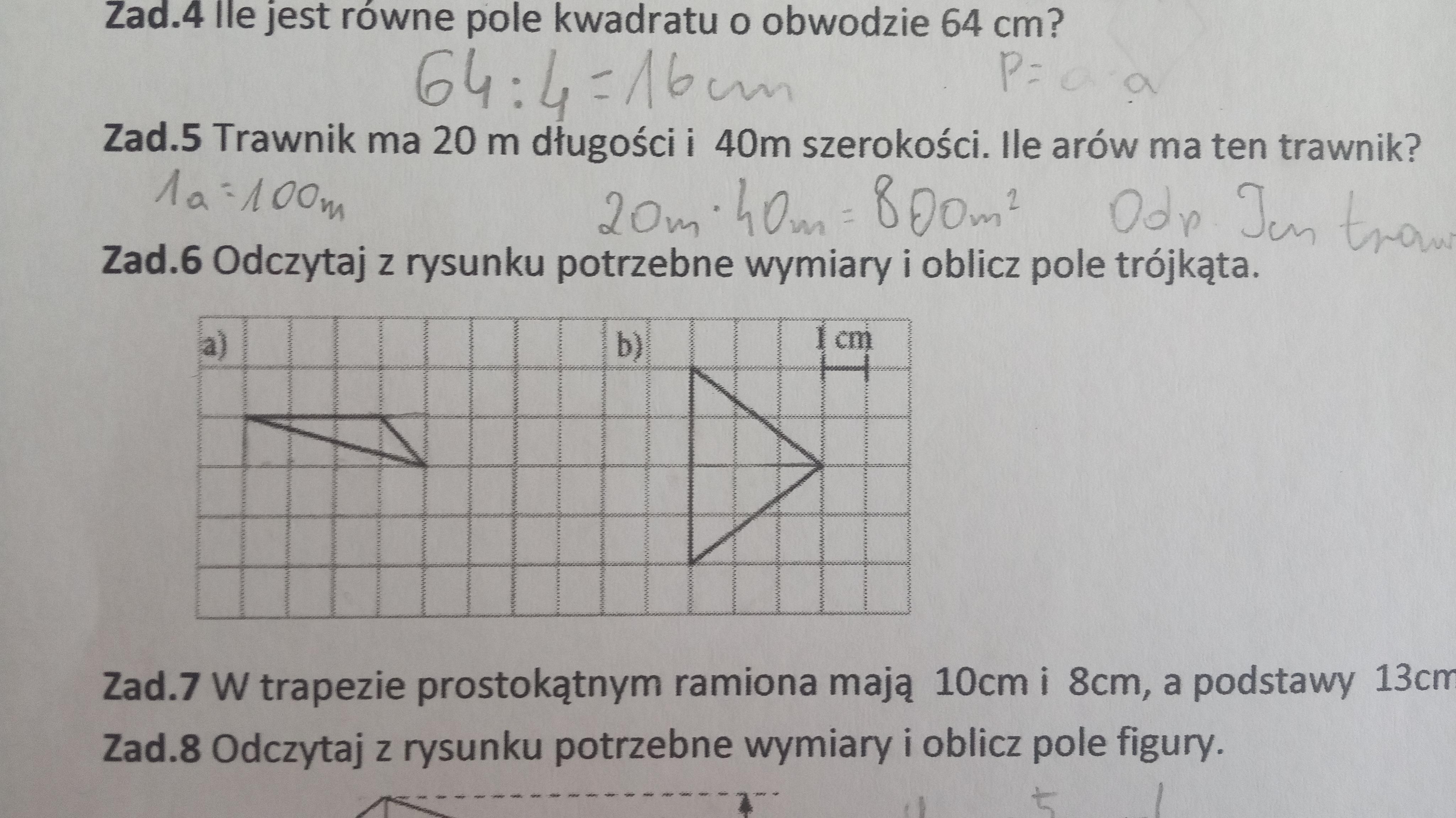 Odczytaj Z Rysunku Potrzebne Wymiary I Oblicz Pole Trojkata
