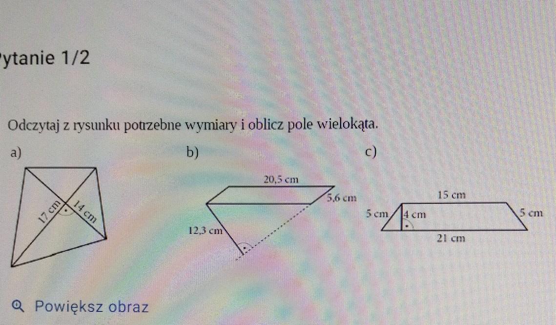 Odczytaj z rysunku potrzebne wymiary i Oblicz pole wielokąta. Od razu Odczytaj Z Rysunku Potrzebne Wymiary I Oblicz Pole Wielokąta