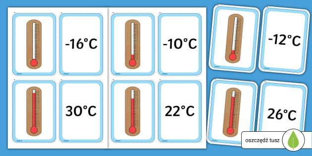 Odczytywanie temperatury | Dopasuj karty | Edukacja matematyczna Odczytywanie Temperatury Na Termometrze Karty Pracy