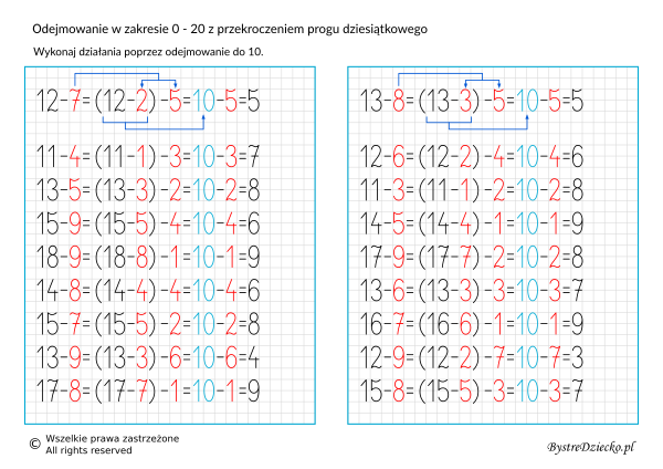 Dodawanie I Odejmowanie Z Przekroczeniem Progu Dziesiątkowego