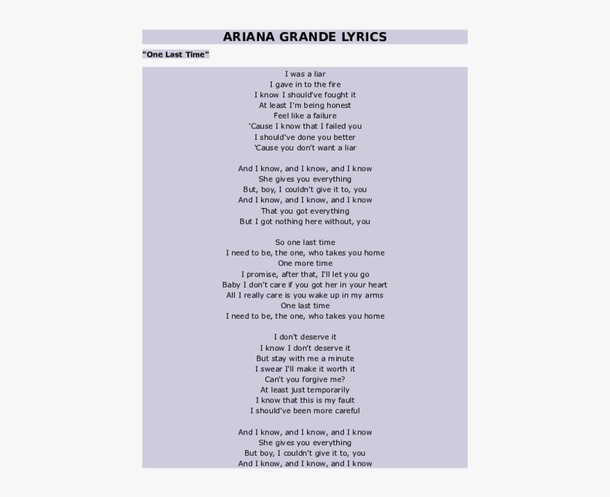 Ariana Grande One Last Time Tekst