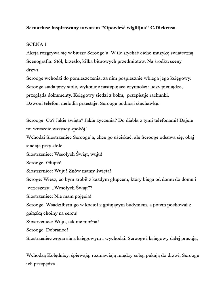 Opowiesc Wigilijna | PDF Opowiesc Wigilijna Test Pdf