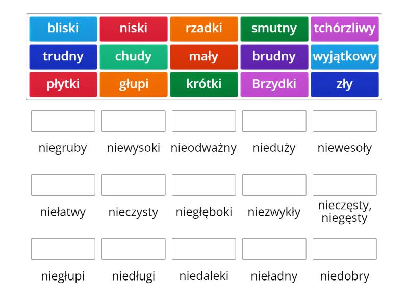 Ortografia i interpunkcja. Nie z przymiotnikami. Do podanych Dyktando Klasa 5 Nie Z Przymiotnikami I Przysłówkami