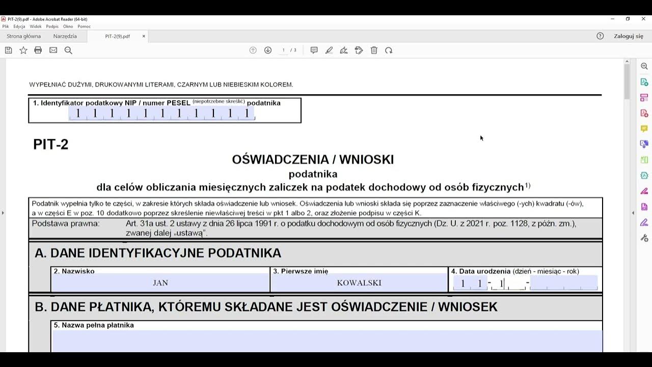 Oświadczenie / wnioski PIT-2(9) od 2023 r. Wzór, formularz do pobrania Rzetelność I Terminowość Ocena Pracownika