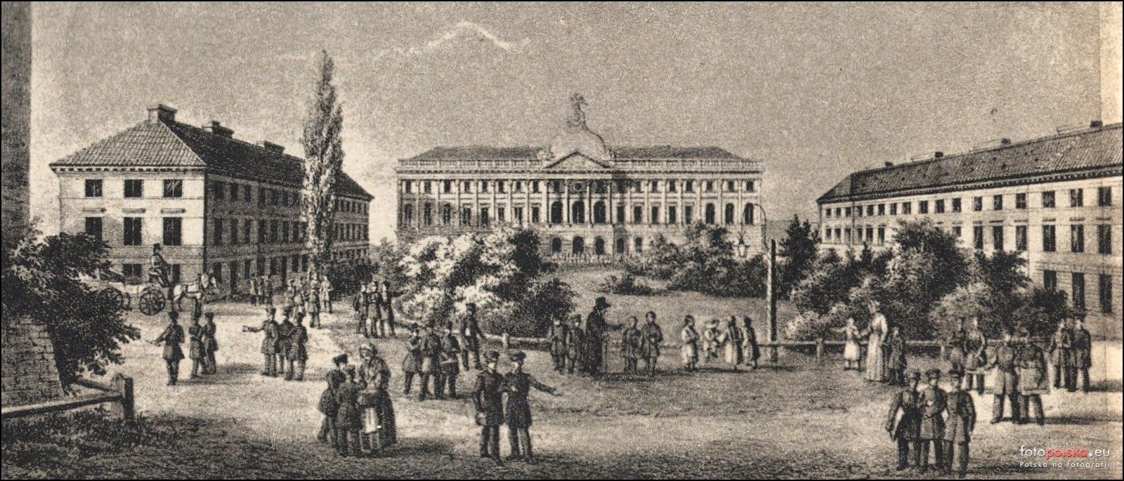 Pałac Kazimierzowski czyli Liceum Warszawskie w 1824 r., litografia Zamek Kazimierzowski Na Ziemi Wieluńskiej