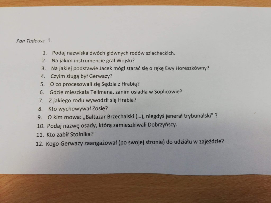 "Pan Tadeusz" - ktoś by rozwiązał? - Pytanie - Lektury - Bryk.pl Pan Tadeusz Księga 7 Pytania I Odpowiedzi