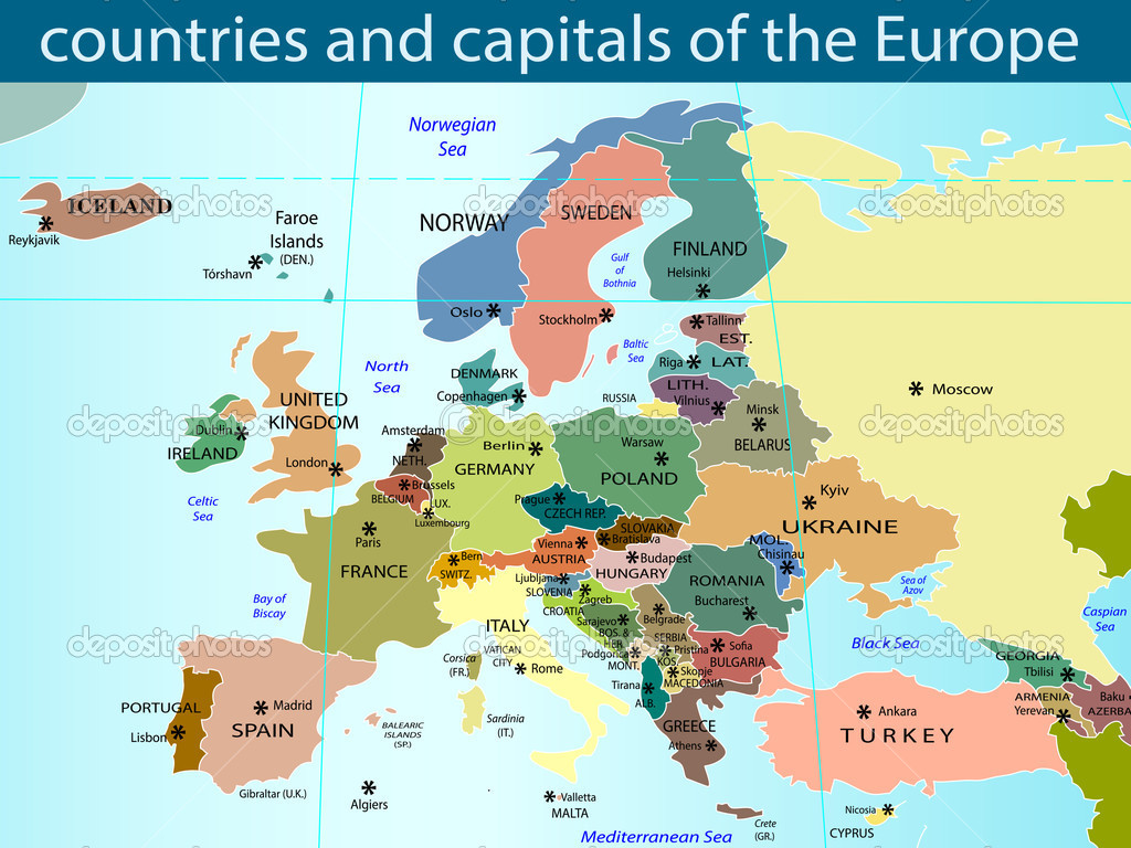Państwa i stolice Europy — Grafika wektorowa © Sasa1867 #20591627 Kraje I Stolice Europy