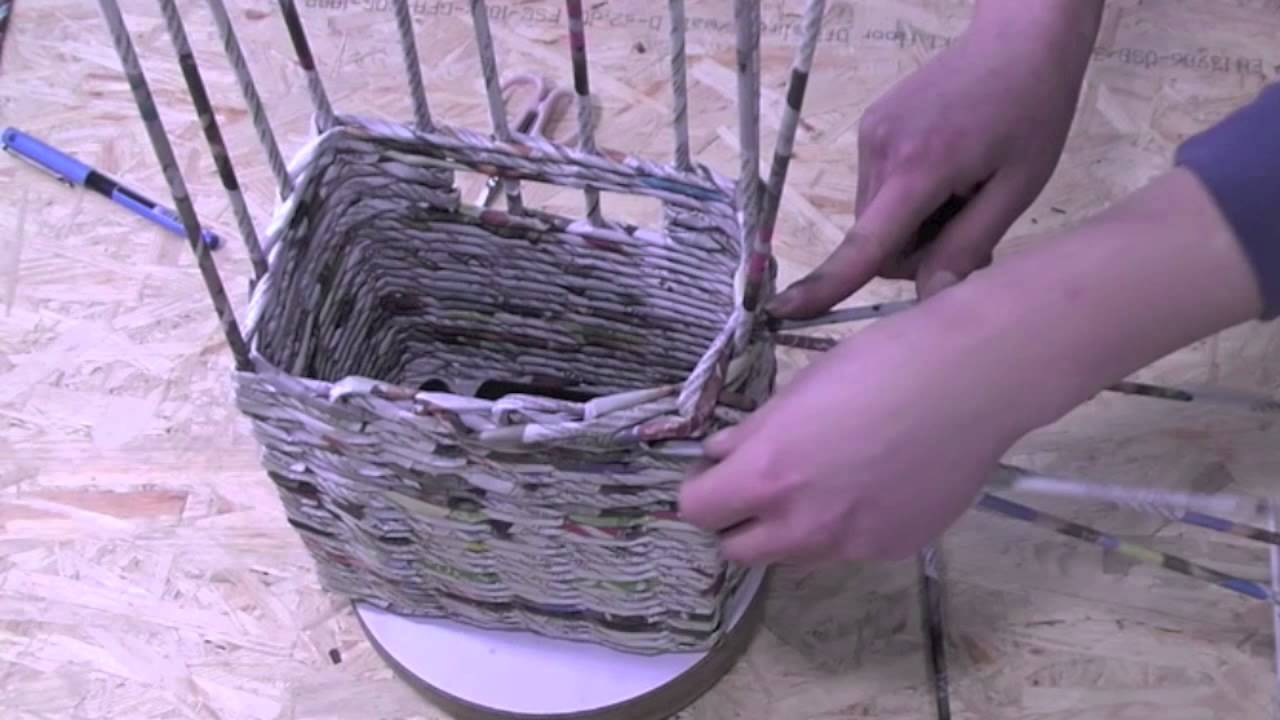 Papierowa wiklina krok po kroku - zakończenie ozdobne koszyka - YouTube Co Mozna Zrobic Z Papierowej Wikliny