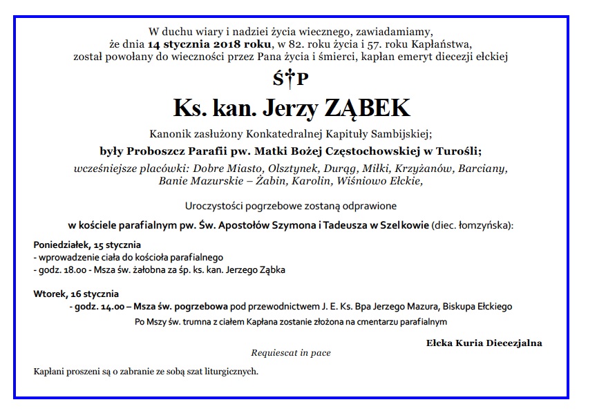 Informacja O śmierci I Pogrzebie Bochnia