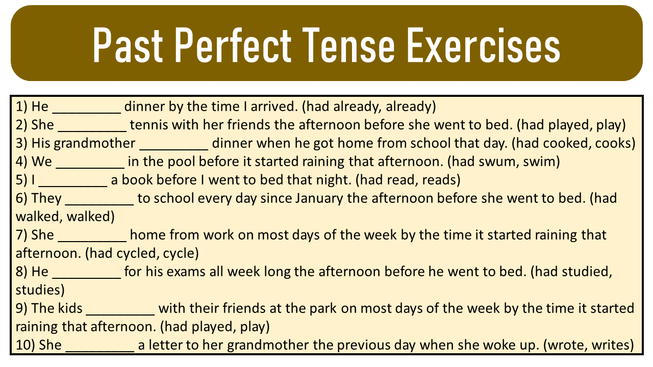 Past perfect tense ответы Past Perfect Past Simple ćwiczenia