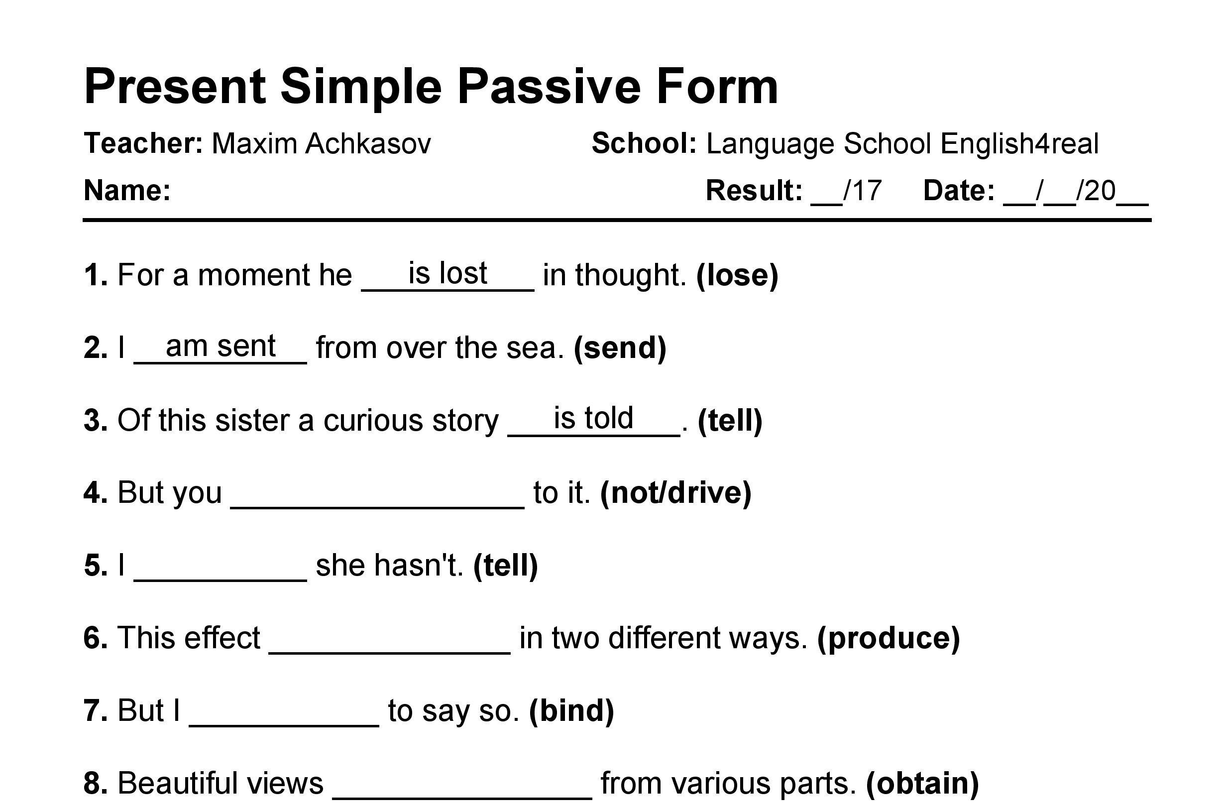 Passive Voice Present Simple Past Simple Exercises Pdf