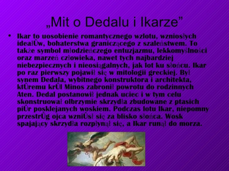 Opowiadanie O Dedalu I Ikarze