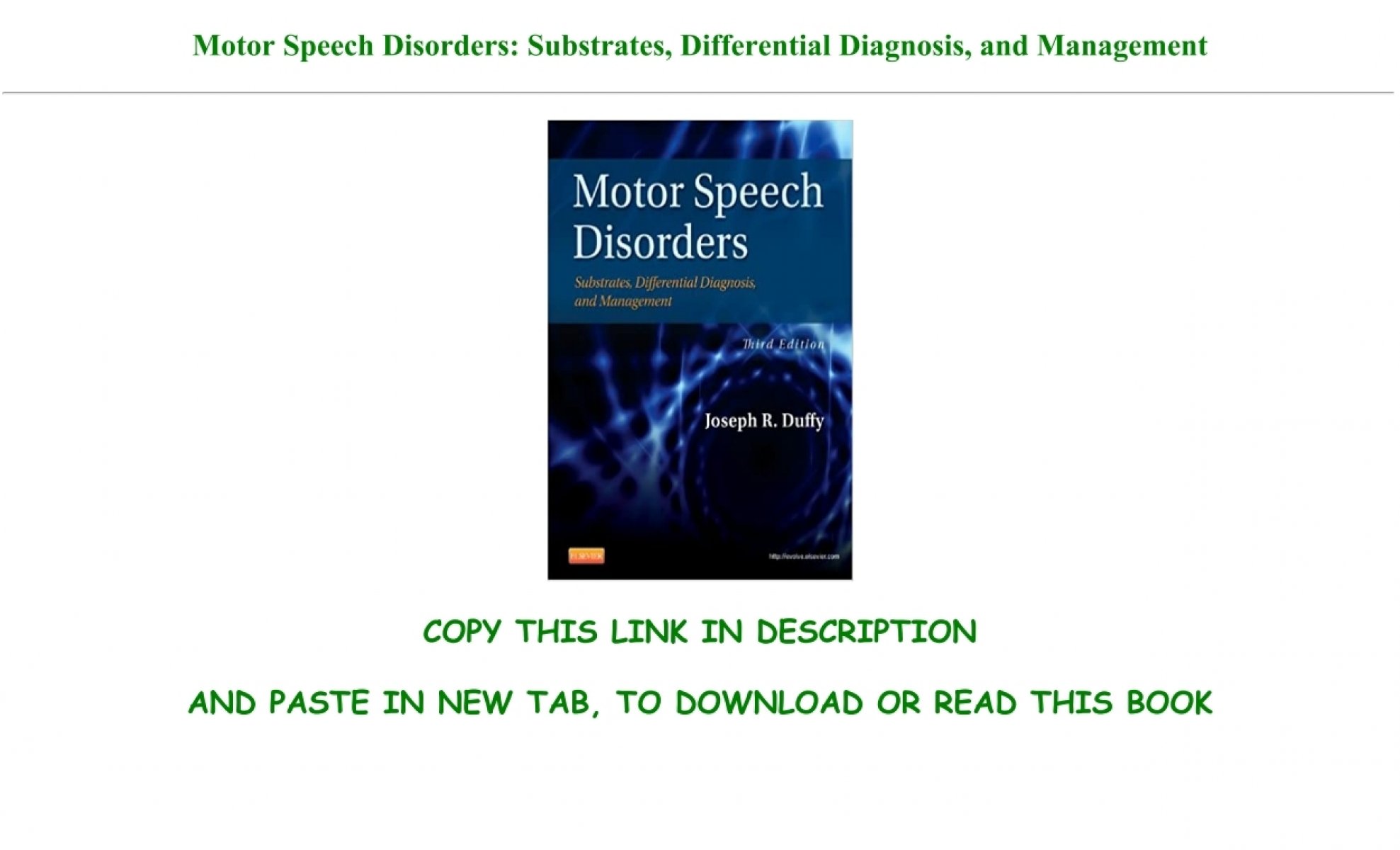 PDF DOWNLOAD Motor Speech Disorders: Substrates, Differential Diagnosis Motor Speech Disorders Duffy 4th Edition Pdf