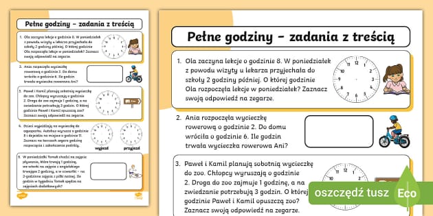 Zadania Z Zegarem Klasa 3 Do Wydruku