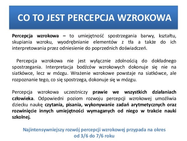 Percepcja wzrokowa Zaburzenia Percepcji Słuchowej U Dzieci Objawy