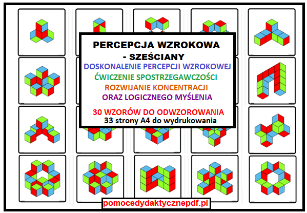 Percepcja wzrokowa - Sześciany - Pomoce Dydaktyczne PDF Percepcja Wzrokowa ćwiczenia Koncentracji Uwagi Karty Pracy Do Druku