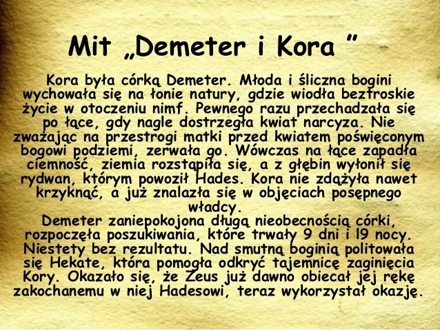 Persefona nikola Streszczenie Mitu O Demeter I Korze