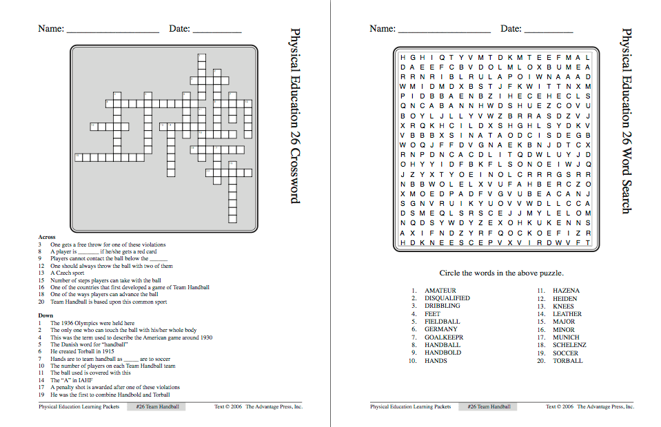 Physical Education Learning Packets Answer Key 4 Basketball