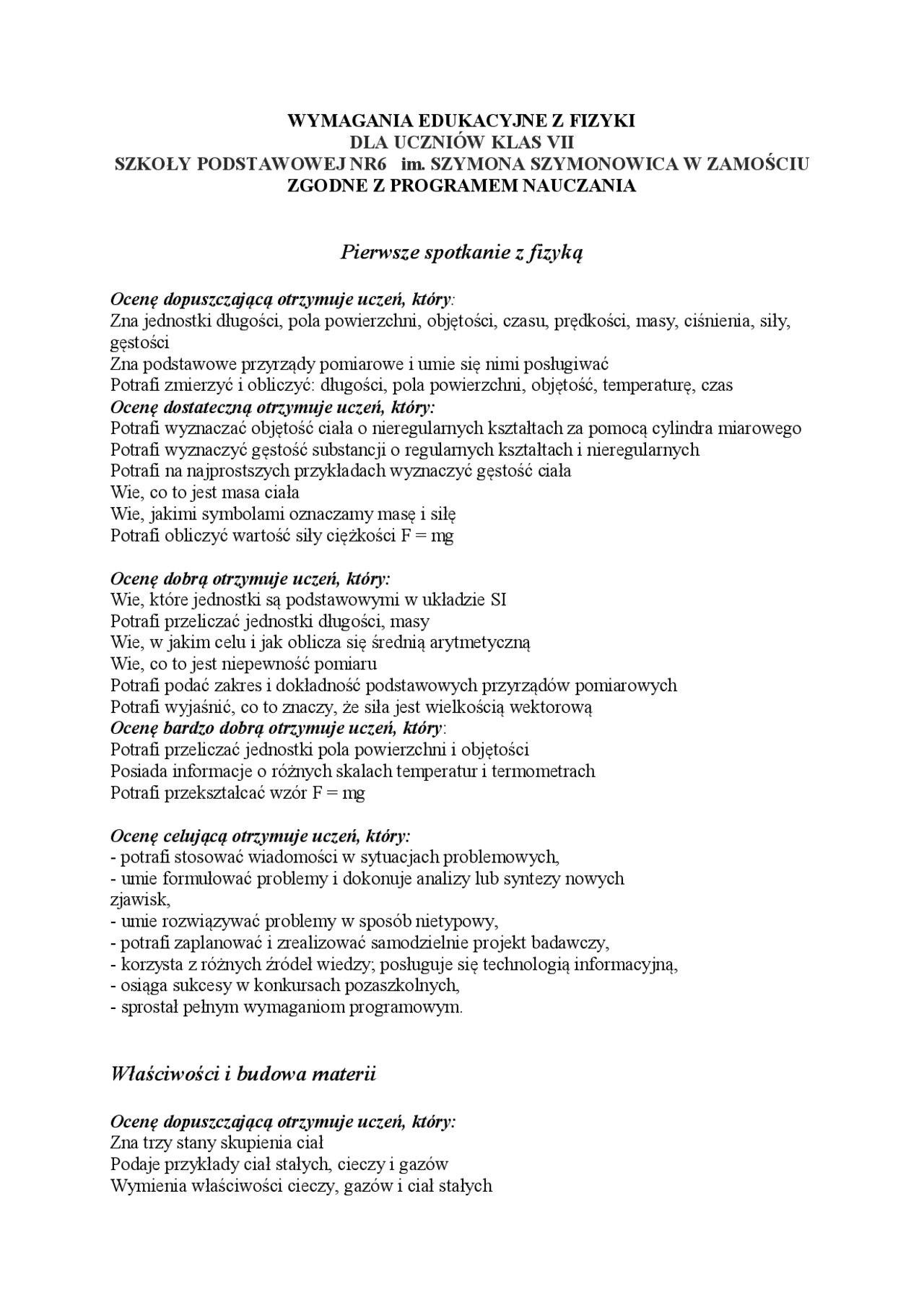 Pierwsze spotkanie z fizyką Właściwości i budowa materii | Streszczenia Pierwsze Spotkanie Z Fizyka