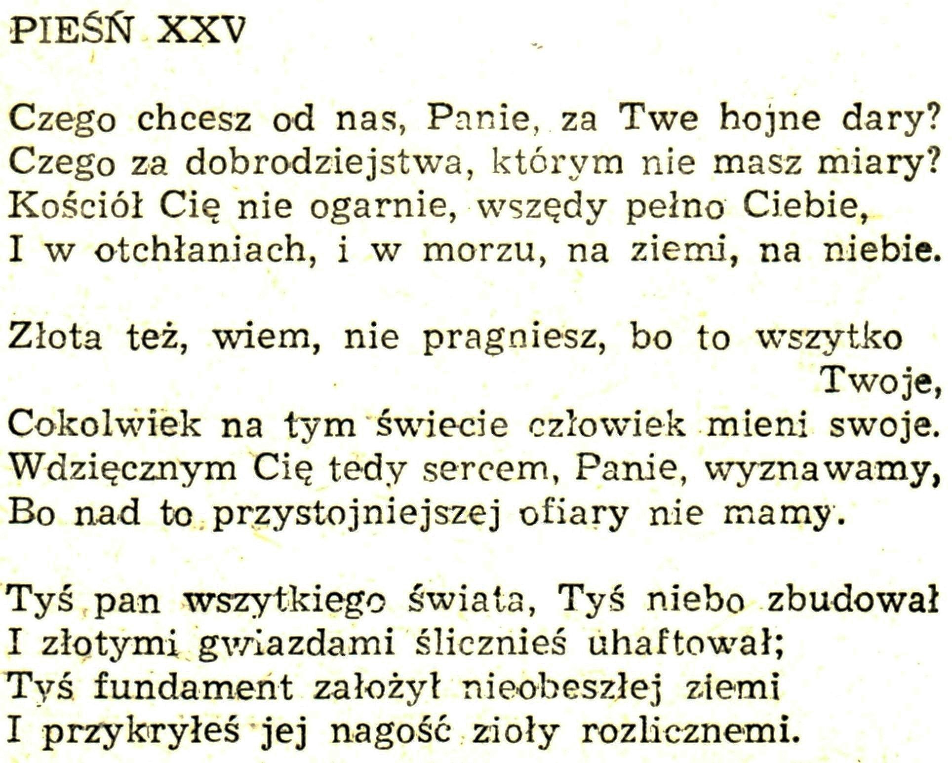 Pieśń 25 Jan Kochanowski Tekst