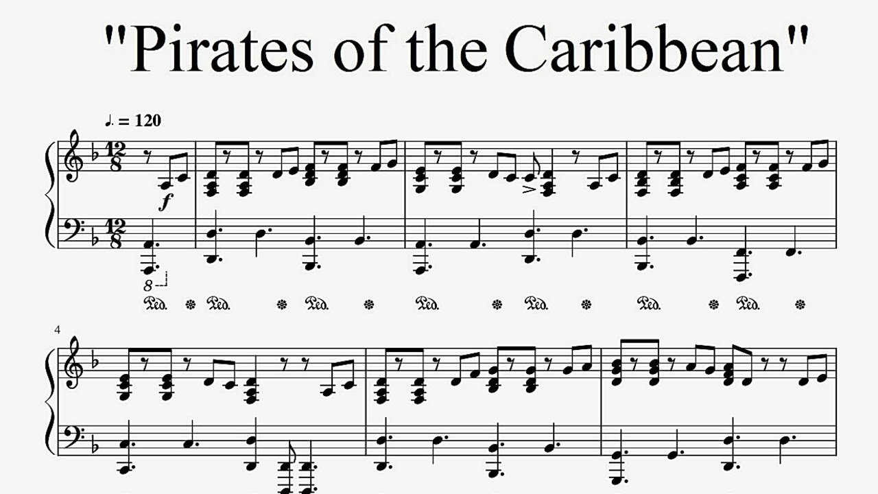 Pirates of the Caribbean - He's a Pirate (piano sheet music) - YouTube Hes A Pirate Music Sheet