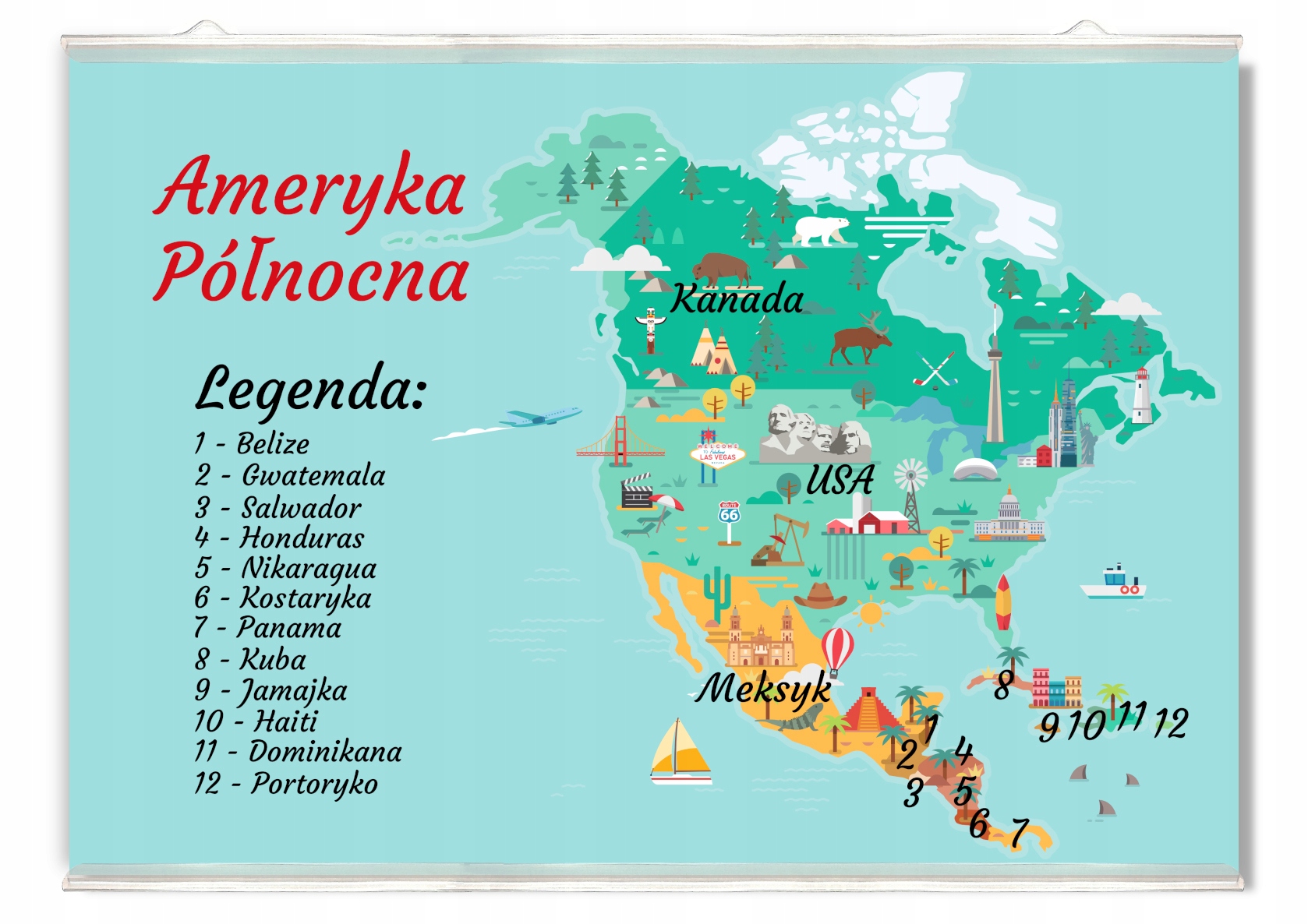 Ameryka Północna Mapa Państwa I Stolice