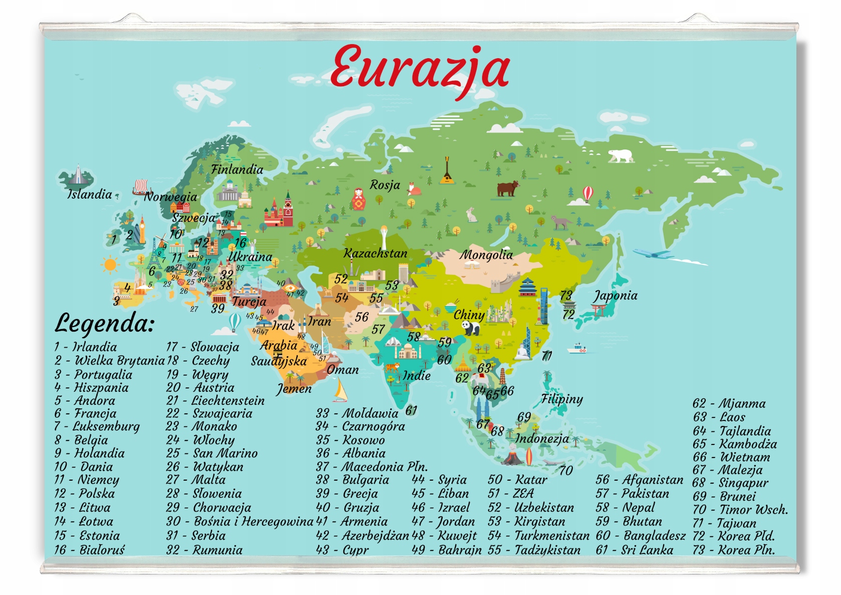 Mapa Europy I Azji Państwa I Stolice