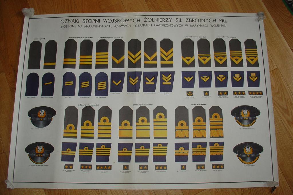 PLAKAT TABLICA OZNAKI STOPNI WOJSKOWYCH LWP MW - 7443517767 - oficjalne Stopnie Wojskowe Marynarki Wojennej I Wojsk Lądowych
