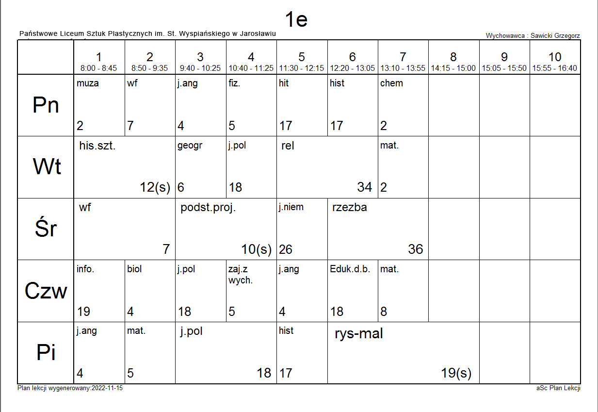 Gimnazjum Nr 1 W Biskupcu Plan Lekcji