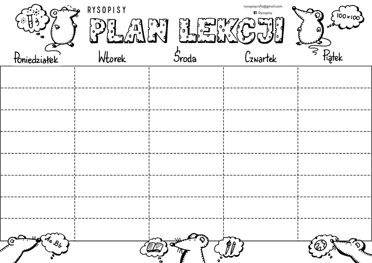 Plan Lekcji Do Kolorowania Do Druku