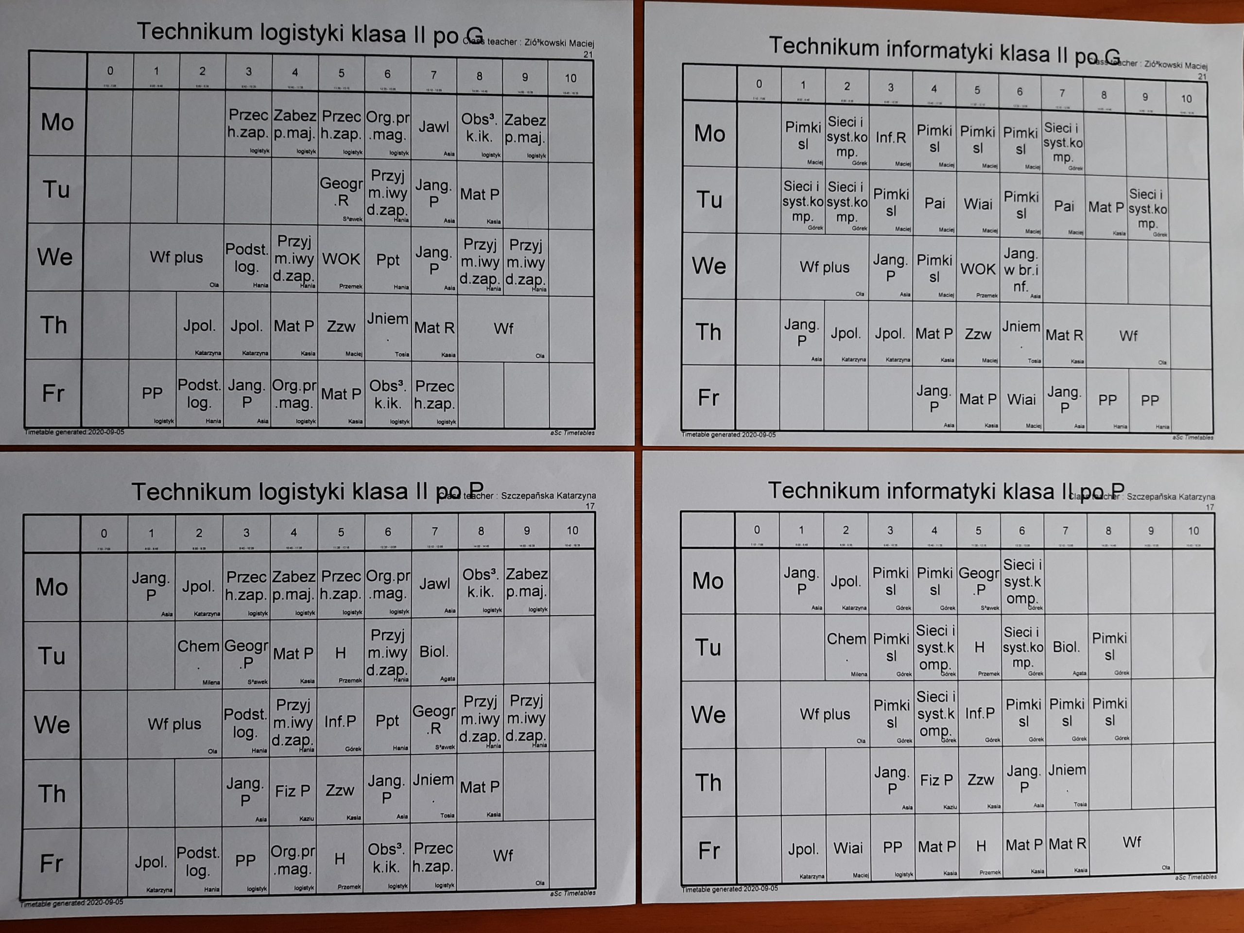 Plan lekcji (od 7.09.2020) – Zespół Szkół Menedżerskich w Świeciu Plan Lekcji Zsm