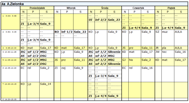 Plan lekcji – SP2 Plan Lekcji Sp2