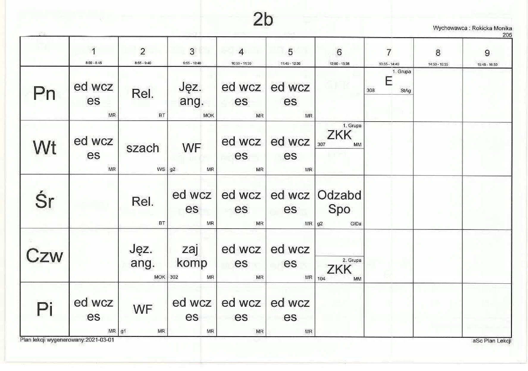 Plan lekcji – Szkoła Podstawowa 376 Szkola Podstawowa Nr 2 Drezdenko Plan Lekcji