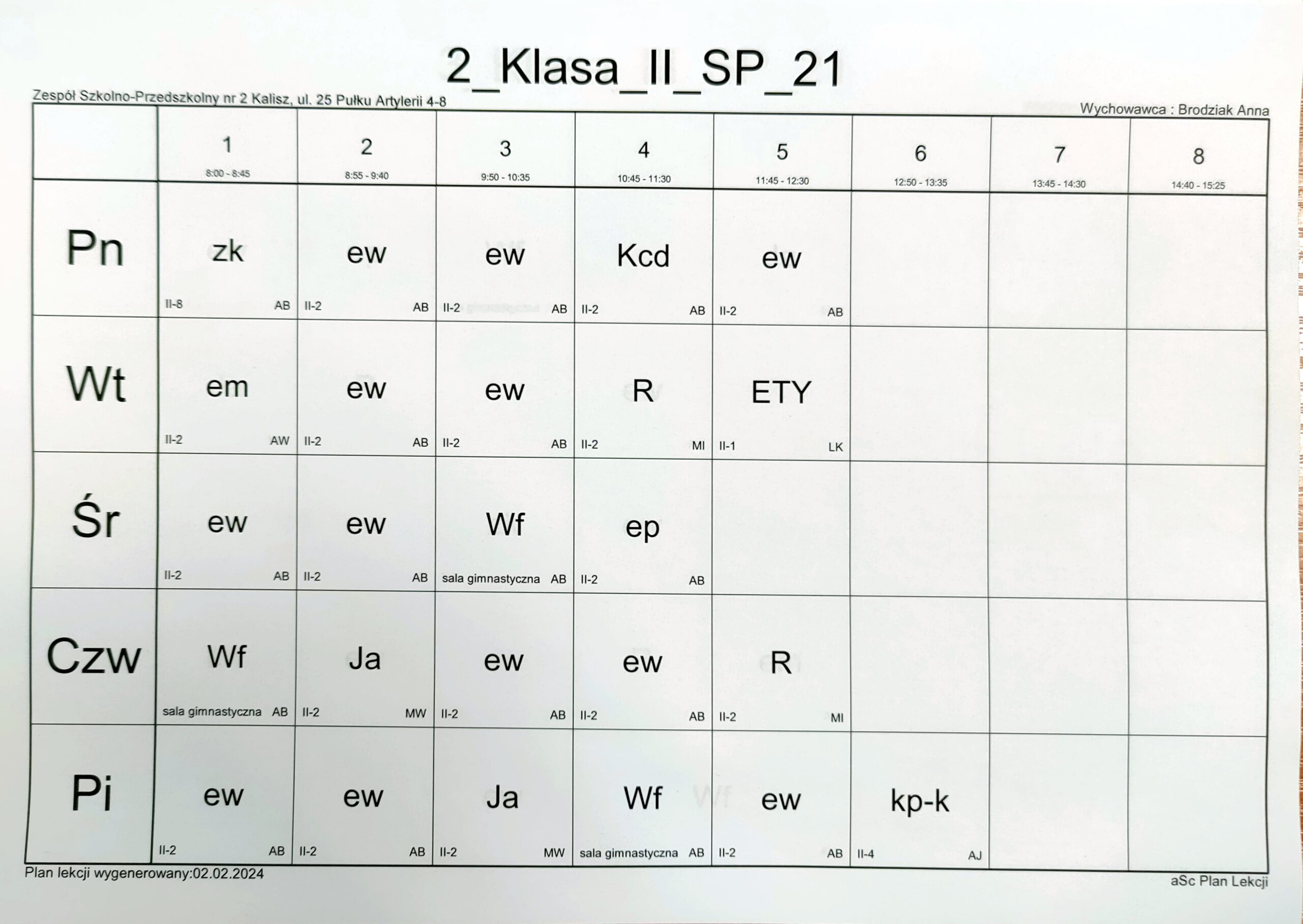 Zsp Plan Lekcji
